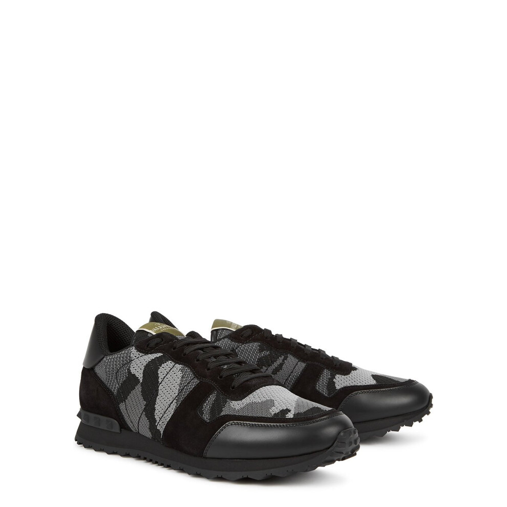 (52V Black, 6) Valentino Camo Mesh Rockrunner Trainers