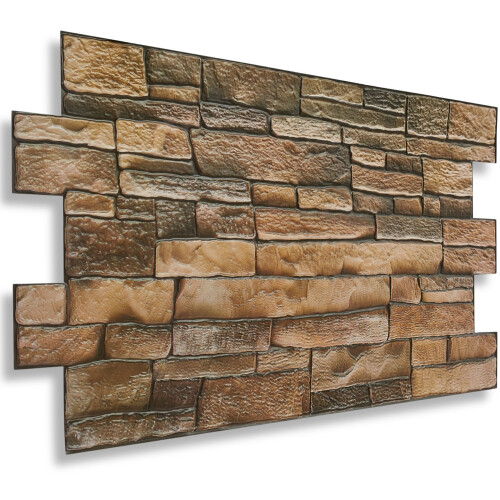 Pvc Cladding Tan (Rustic Tan, Set of 14) 3D Wall Panels (96cm x 48cm) Decorative PVC ...