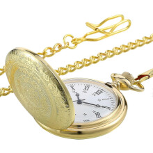 Vintage pocket watch gold steel men's watch with chain for fathers day