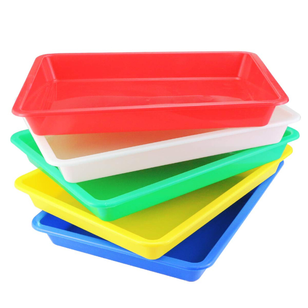 Lot de 5 plateaux d'art en plastique multicolores Weoxpr - Plateau d'activit?s pour l'artisanat