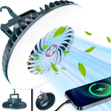 Camping Lights with Fan, Rechargeable Lantern&Camping Fan&Power Bank 3 in 1, with Hook, Battery Powered Accessories Emergency