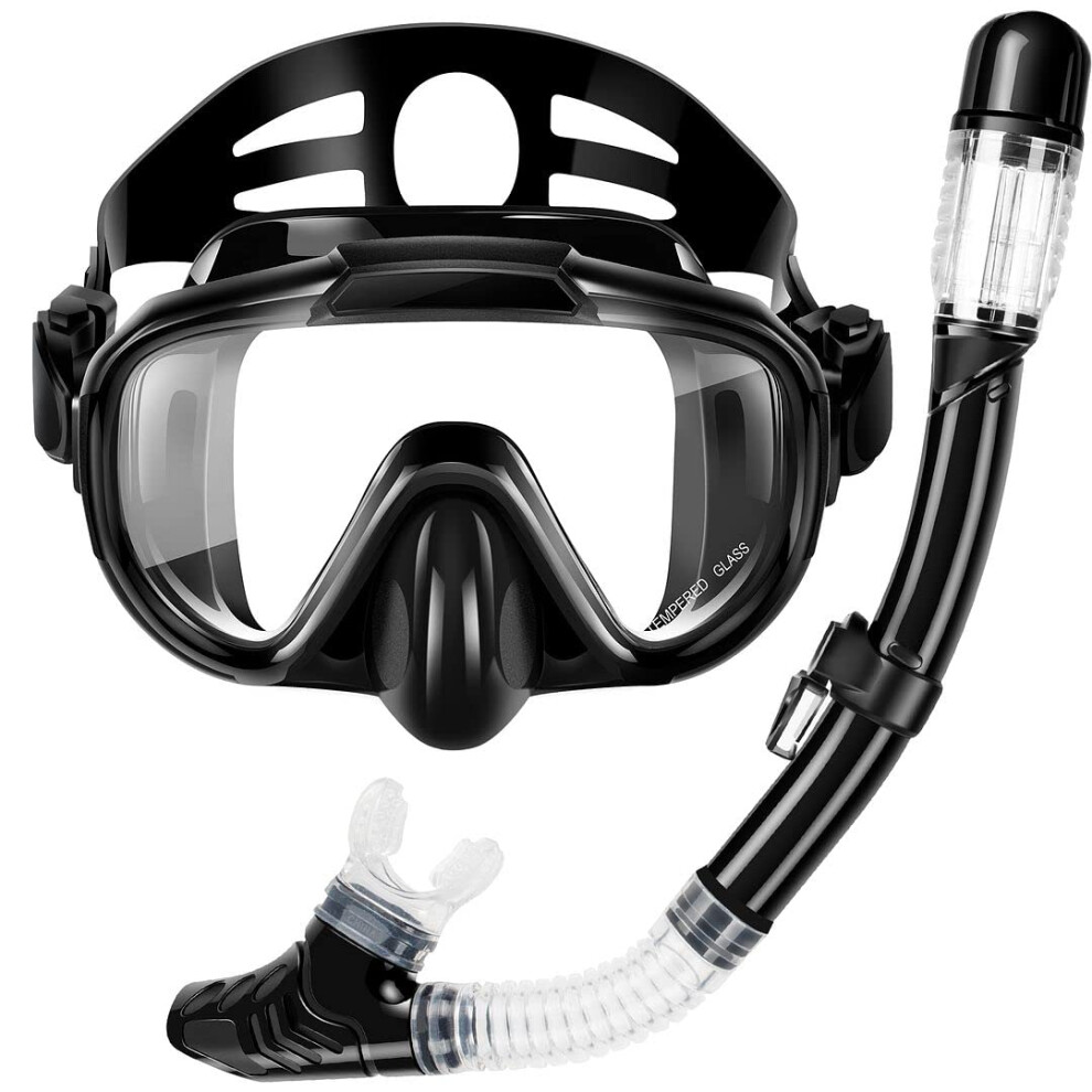 Snorkel Set Dry Top Snorkeling Gear for Adults Panoramic Anti-Leak a