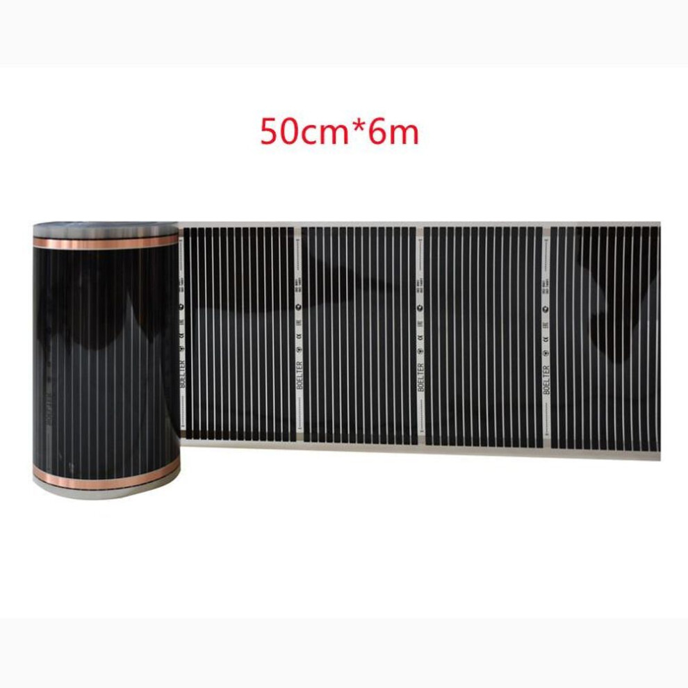 (50cm*6m) 220v Far Infrared Underfloor Heating Film Kit 220w/m2 50cm Width Electric Carbon Fiber Floor Heating System