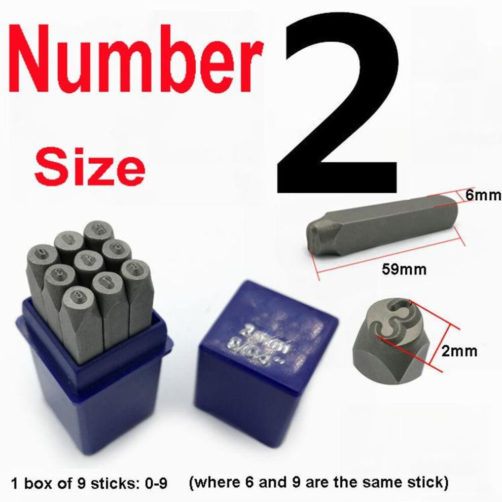 (Number 2mm) 9~36 Pcs Letter & Number Metal Stamp Set Alphabet A-Z & Number 0-9 Iron Uppercase Stamps Punch Press Tool for DIY