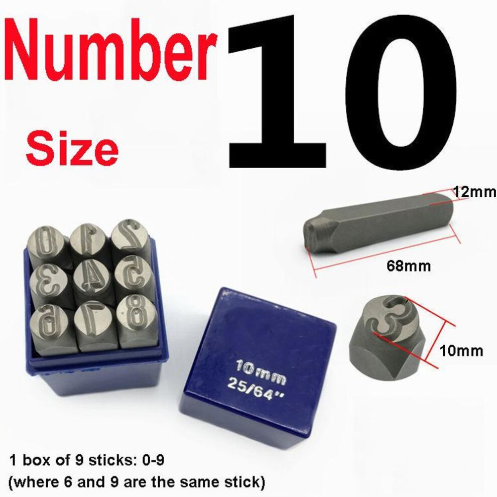 (Number 10mm) 9~36 Pcs Letter & Number Metal Stamp Set Alphabet A-z & Number 0-9 Iron Uppercase Stamps Punch Press Tool For Diy