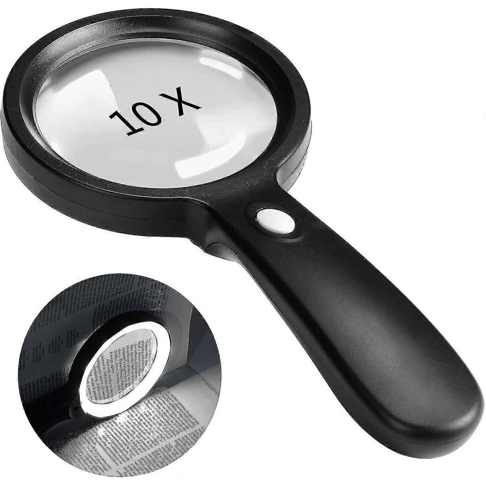 Light 2024 10X Handheld Magnifier 12 Led Illuminated Magnifier With For Advanced Reading, Soldering, Inspection, Coins, Jewelry, Exploration