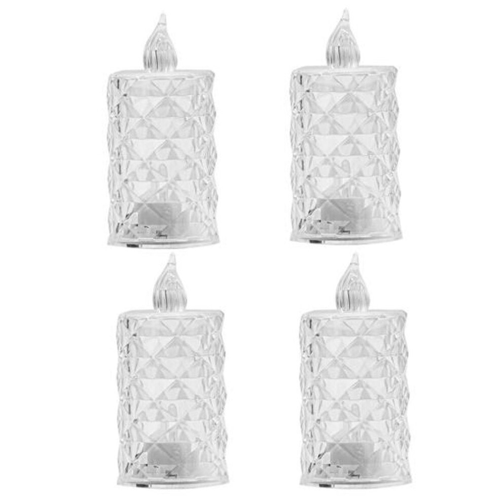 (as the picture, L) 4pcs Crystal Flameless Candle Lights Led Tealight Candles Battery-operated Twinkling Light Fake Candles For Weddings Home Decor