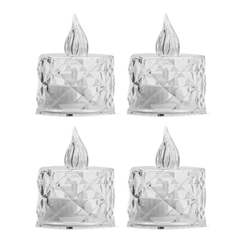 (as the picture, S) 4pcs Crystal Flameless Candle Lights Led Tealight Candles Battery-operated Twinkling Light Fake Candles For Weddings Home Decor
