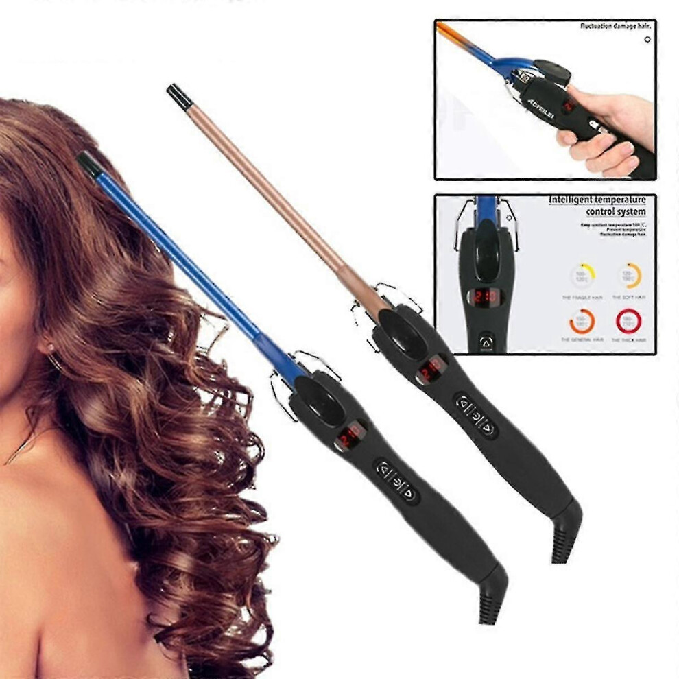 (Champagne) 9mm Thin Curling Professional 9mm Curling Iron Hair Curler Curling Wand