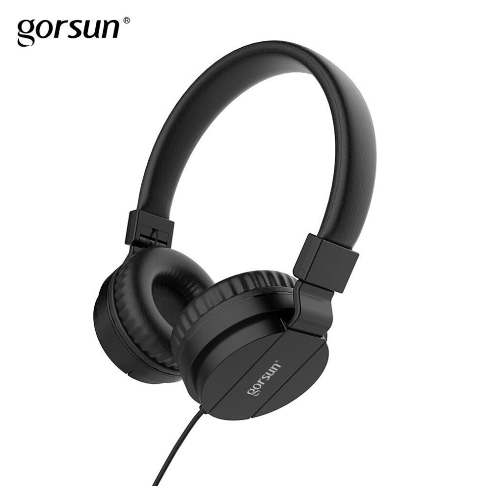 (black, 18x15x6.5cm) Gorsun Kids Headphones, Lightweight Stereo Wired Headsets for Kids Adults Adjustable Headband Headset for Smartphones Computer Pad Earphones