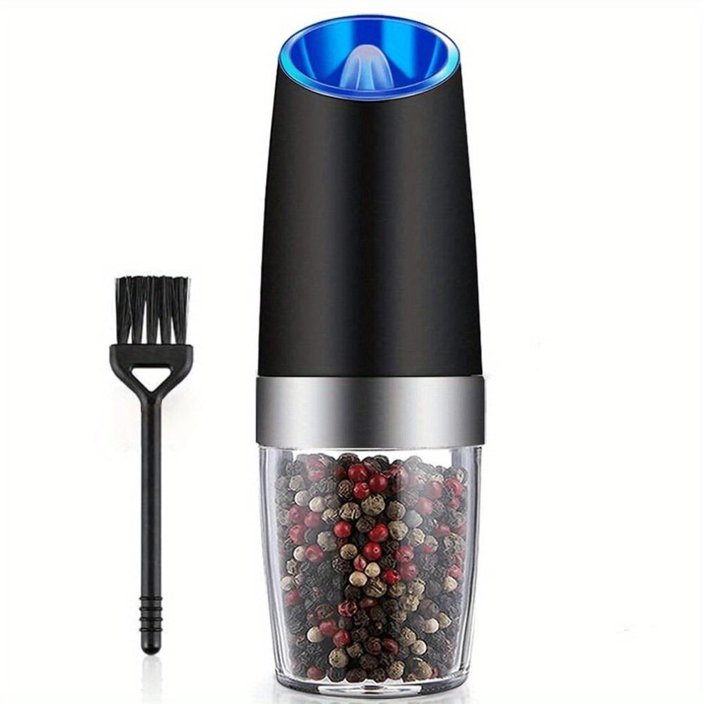 (black, 1pc) 1pc/2pcs Set Gravity Electric Salt And Pepper Grinder, Salt Or Pepper Mill & Adjustable Coarseness, Battery Powered With Led Light