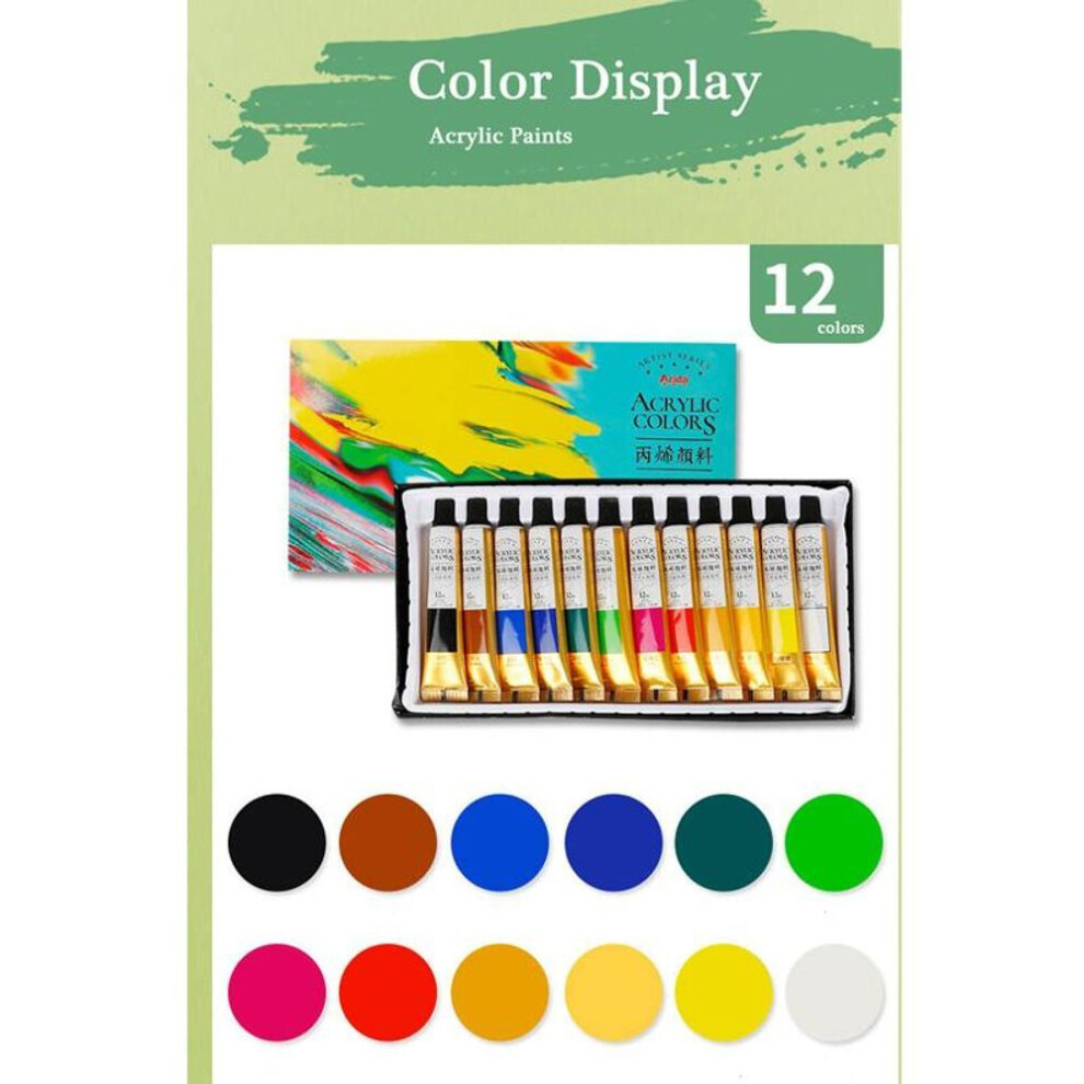 (12 Colors) Acrylic Paints 12/18/24 Colors Professional Brush Set 12ml Tubes Artist Drawing Painting Pigment Hand Painted Wall Paint Diy
