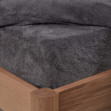 (Charcoal Grey, King 152x200cm) Teddy Fleece Fitted Sheet Thermal Warm Single Double King Bedding NEW