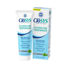 Pasta dental sin fl   or CloSYS, 3.4 onzas, tama   o de viaje, menta suave, cumple con las normas de la TSA, blanqueamiento, protecci   n del esmalte,