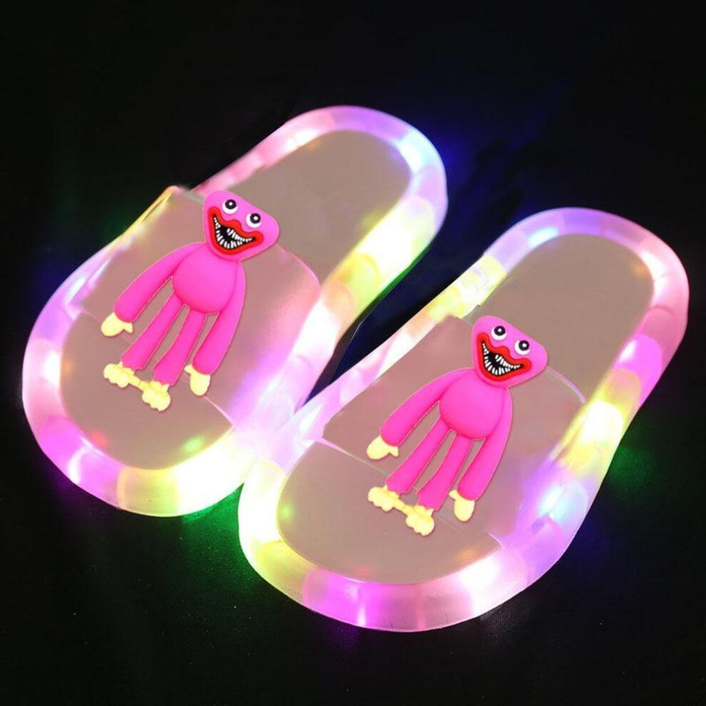 (pink, 30-31) Game Playtime Slippers Huggy Wuggy LED Kids Slippers Cartoon Light Up Shoes for Girl Boys Birthday Gifts Children Shoes
