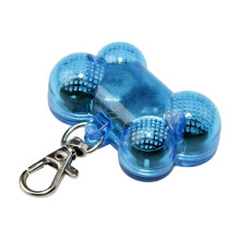 (Blue) Pet Light Pendant Flashing Anti-lost Plastic 3 Modes Bone Led Warning Lamp Collar For Outdoor Zekai