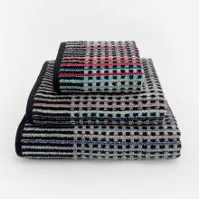 (2 x Hand Towels) Carnival Recycled Cotton Towels - Multi Coloured Zero Twist Bathroom Towels