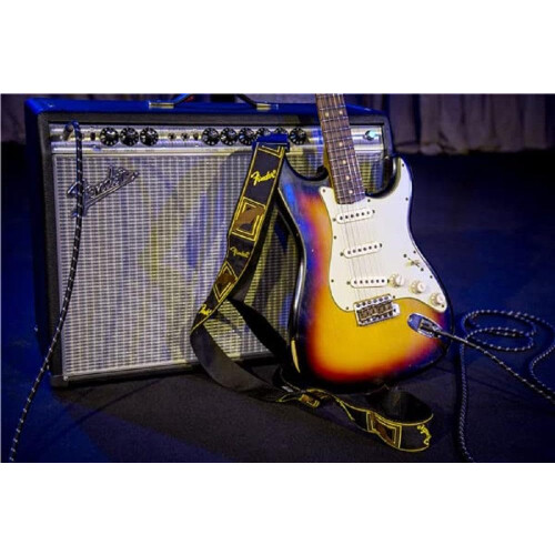 Fender monogrammet guitarrem 2in sort/gul/brun 1