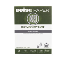 Boise X-9 Mångsidigt Papper, 92 Bright, 8 1/2" x 11" Brevstorlek, 20 lb, 500 Ark Ream
