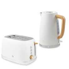 Swan Fjord White Kettle & 2 Slice Toaster Matching Set