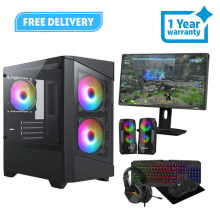 Fast Gaming PC Bundle i5 16GB RAM GTX1050 256GB SSD + 1TB HDD 22"M