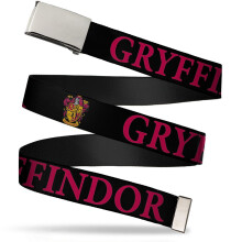 Buckle-Down Unisex-Adults Web Belt, Harry Potter Gryffindor & Crest Black/Red, 1.25" Wide-Fits up to 42" Pant Size