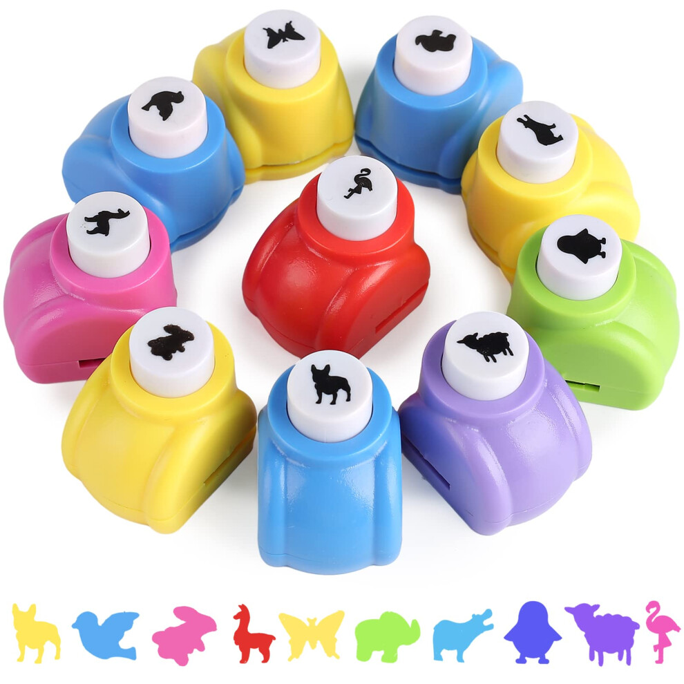 LoveInUSA Animals Hole Punch Set  10PCS Kids Paper Craft Punches Decor