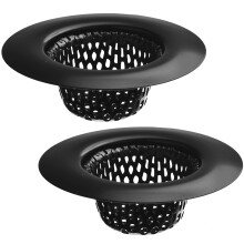 Lot de 2 - Dessus de 2,25 po / Panier de 1 po - Cr?pine d'?vier noire pour lavabo de salle de bain