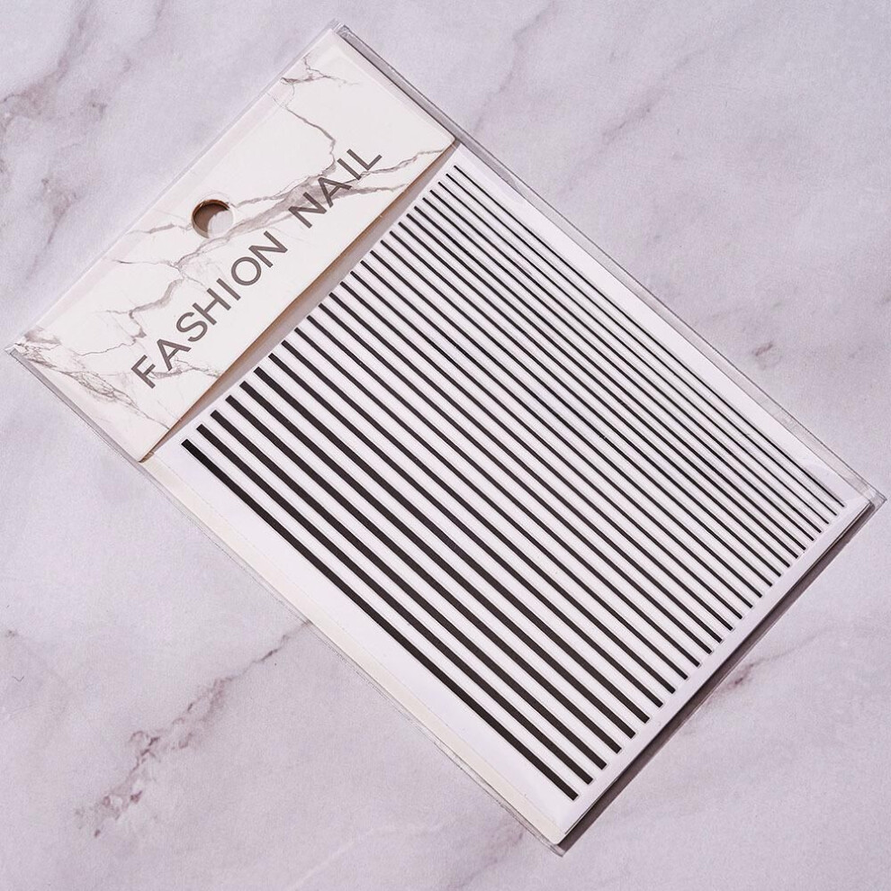 (black) 1pc Silver Gold Lines Stripe 3D Nail Sticker Geometric Waved Star Heart Self Adhesive Slider Papers Nail Art Transfer Stickers