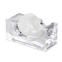 Huang Acrylic Clear Block Tape Dispenser  modern design  crystal clear construction  perfect for home or office