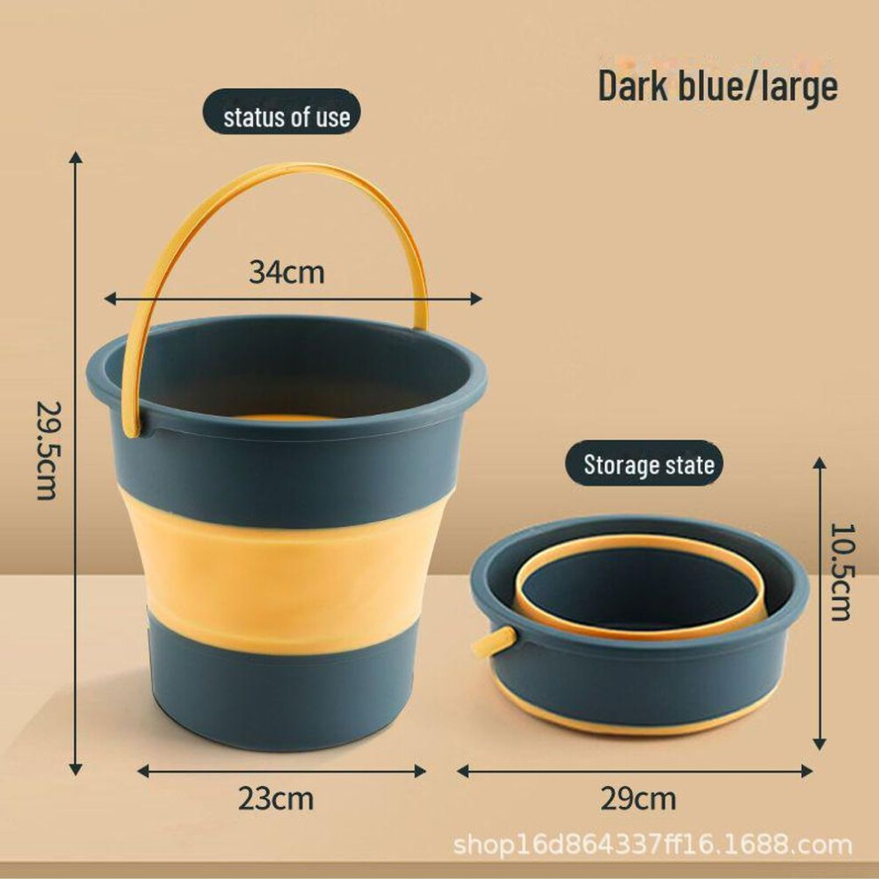 (dark blue, large size 17L) Portable Folding Fishing Bucket For Outdoor Car Washing And Water Storage, Large Capacity Household Bucket With Thickened Design.