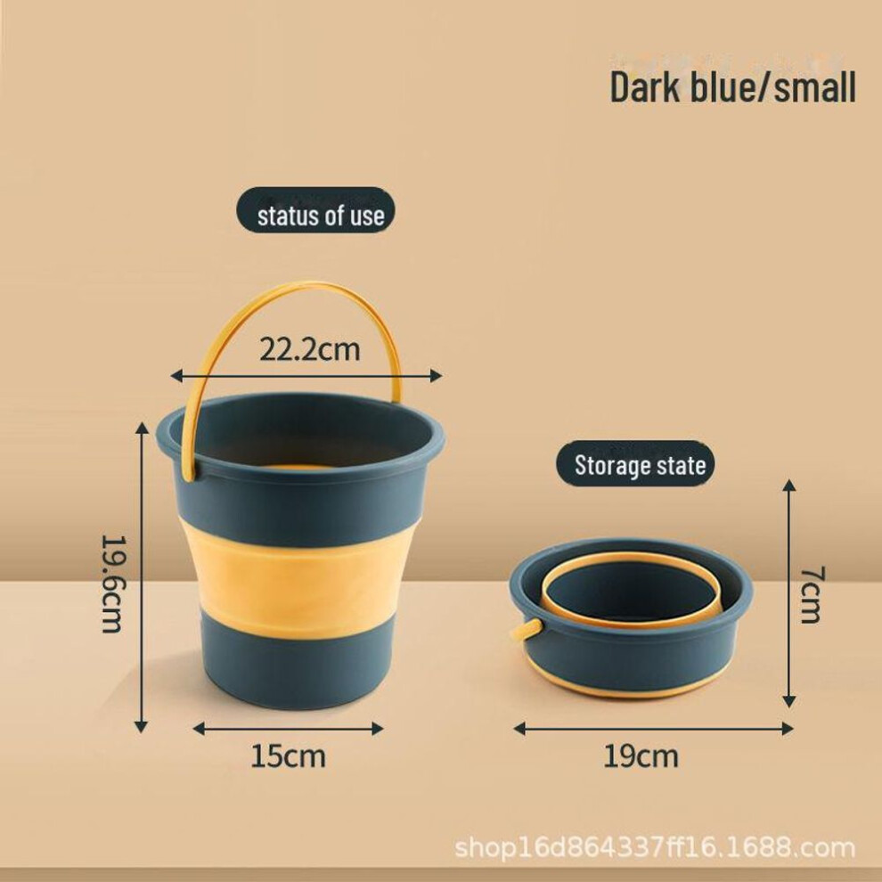 (dark blue, small size 5L) Portable Folding Fishing Bucket For Outdoor Car Washing And Water Storage, Large Capacity Household Bucket With Thickened Design.