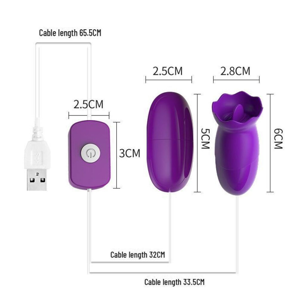 (purple,blue, USB tongue licking double jumping egg) "lai Le Double Jumping Egg Remote Control Vibrator - Strong Shock, Tongue Licking, Bounce Sensation For Female Masturbation"
