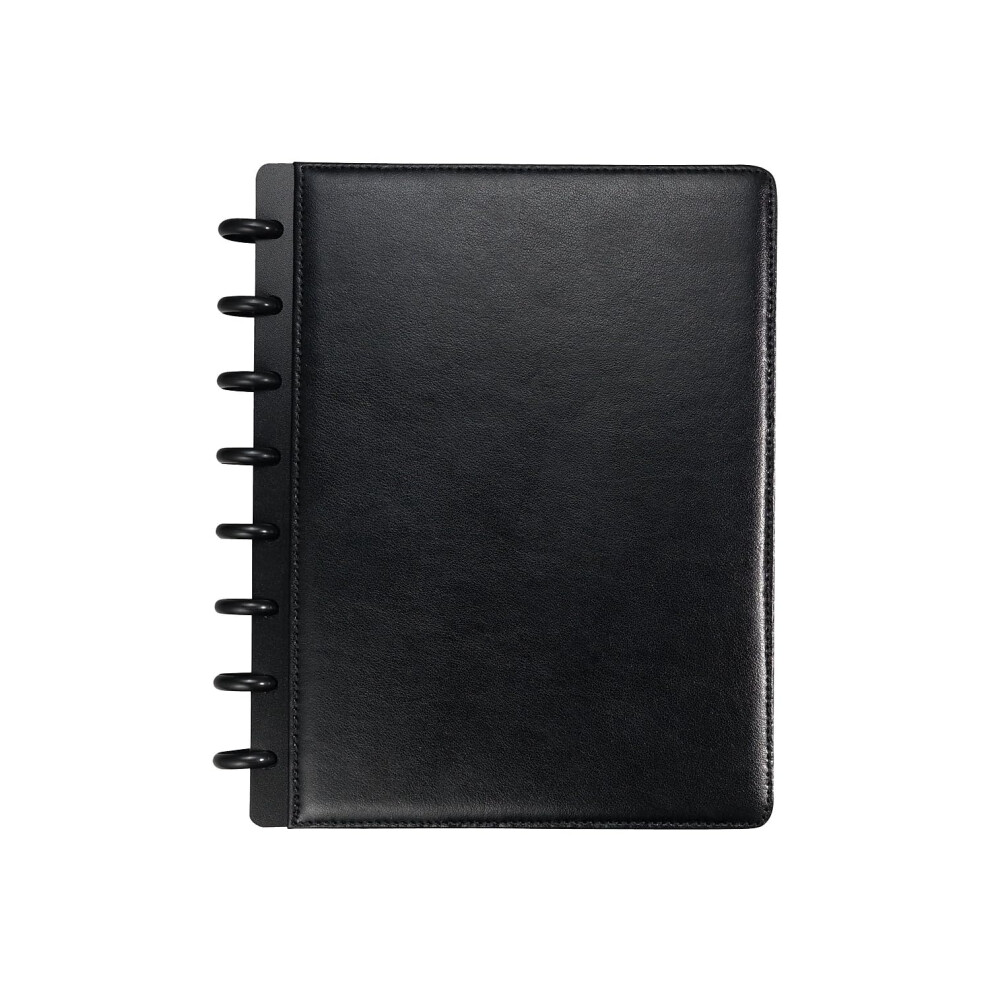 Staples? Arc Customizable Leather Notebook System  Black  6-3/4"" x 8-