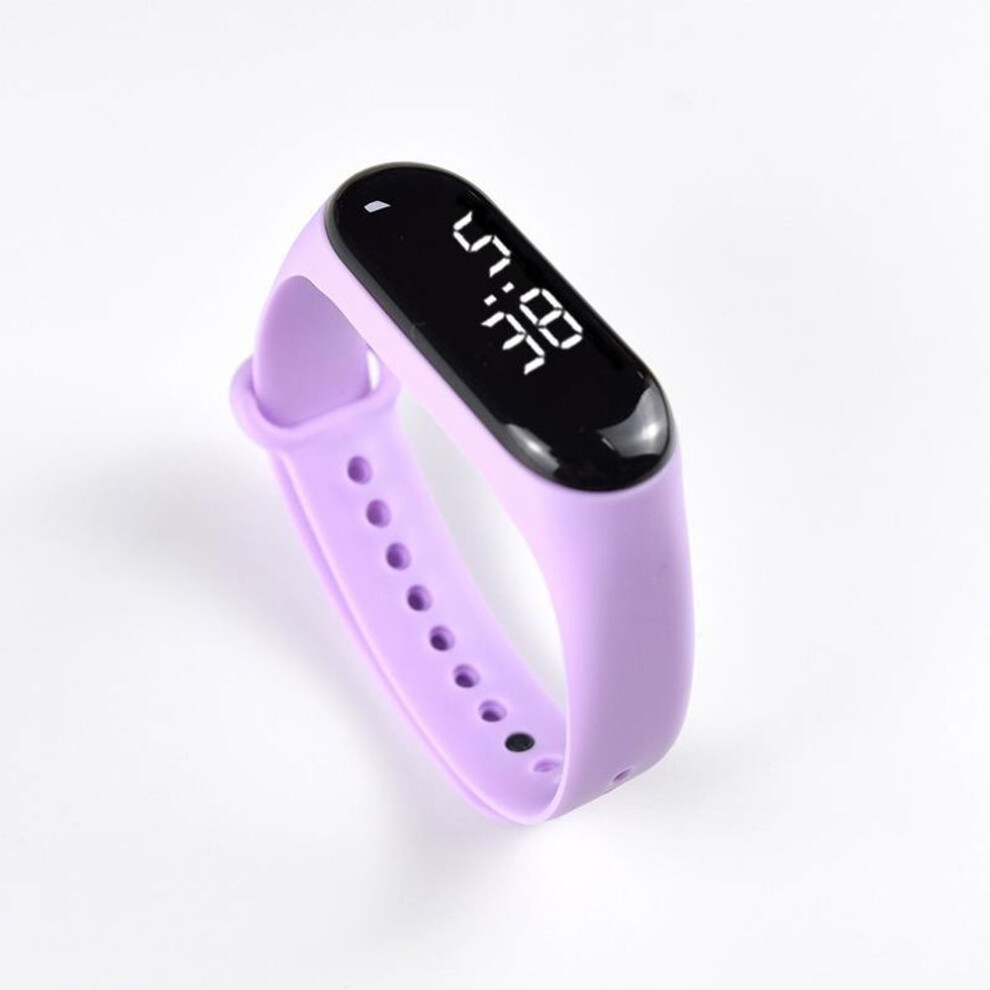 (light purple) Led Wristwatch Screen Smart Touchscreen Sport Casual Bracelet Activity Running For Men Women Lovers Silicone Watch