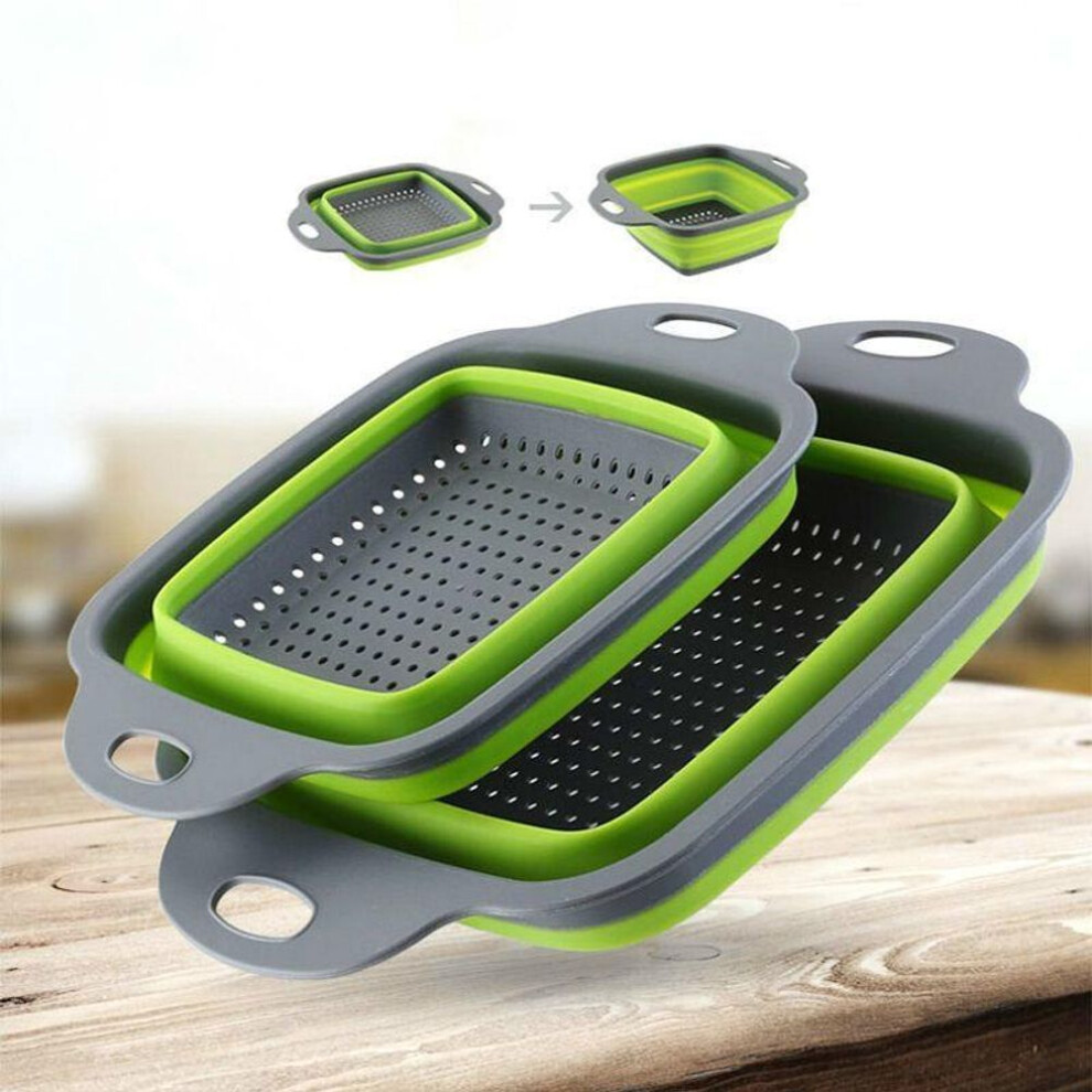 (orange, S) Draining Basket Collapsible Colander Silicone Kitchen Storage Fruit And Vegetable Folding Filter