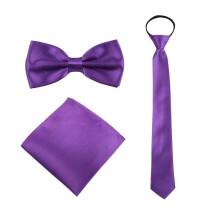 Guchol Boys Bow Tie Pocket Square Slips - 3 stycken uppsttning fr barn med brllop Praty (lila 7-15 r)