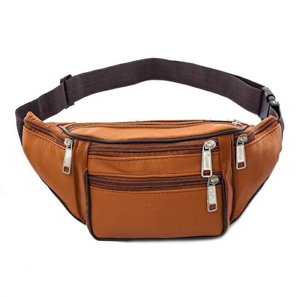 (yellow) 2020 New Men Bag Leather Fanny Pack Waist Belt Bag Hip Purse High Quality Travel Carry On Pouch Bag Fashion E9u6