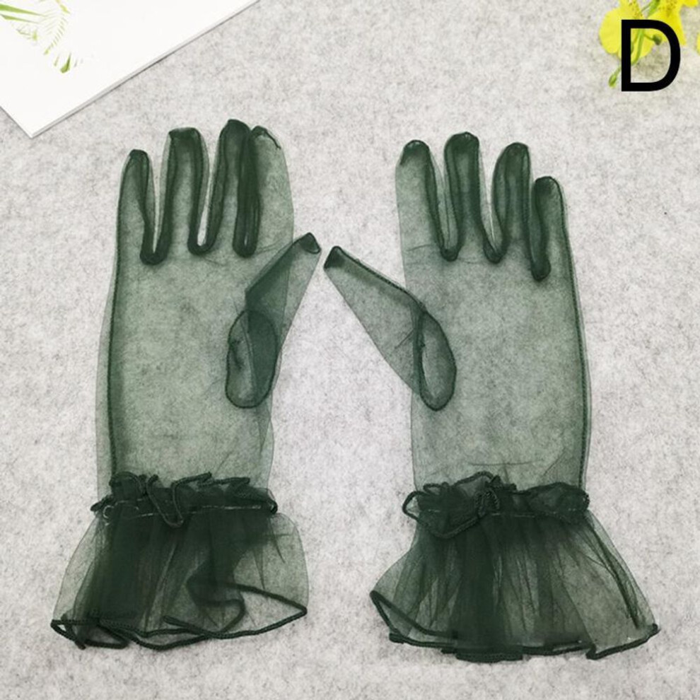 (D) Bridal Gloves Lace Mesh Wedding Short Accessories