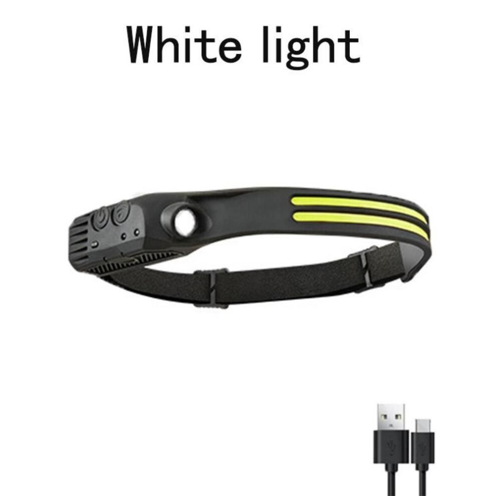 (Two lights (white light)) 30w Sensor Headlamp Cob Led Head Lamp Flashlight Usb Rechargeable Head Torch 5 Lighting Modes Head Light With Built-in Battery