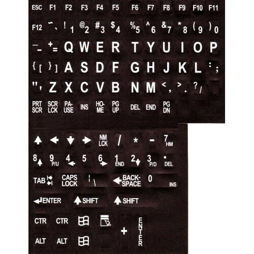 Velk poctacov klvesnice Stick Ons/Bl na cern