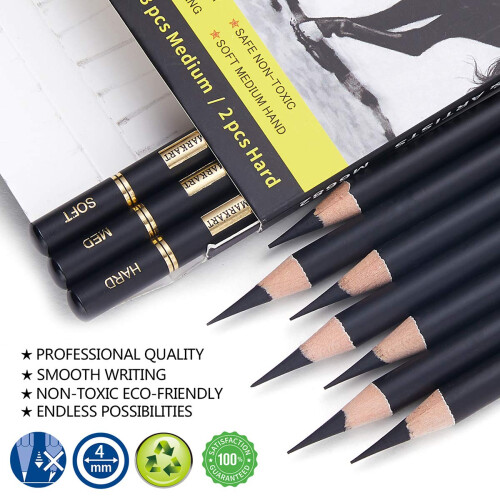 MARKART Professionelles Kohlestifte-Zeichenset - 10-teilig Soft Med 1