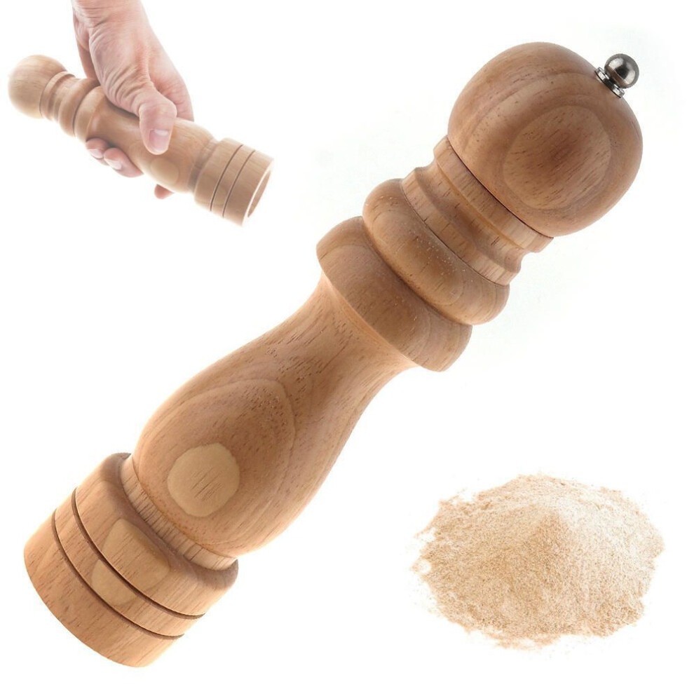 8 Inch Manual Wooden Salt Pepper Grinder Spice Mills Hand Movement Wood Pepper Mill With Ceramic Grinding Cord For Kitchen Cooking Tools