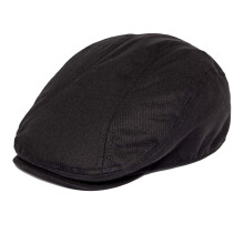 Botvela Men Cotton Twill Newsboy Flat Ivy Driving Hat Fitted Cap (Black 7 7/8)