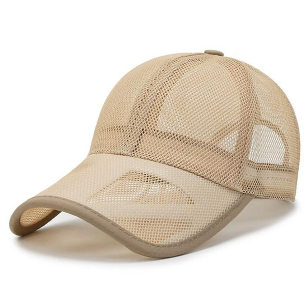 (beige) Summer Mesh Baseball Cap Unisex Hat Quick Dry Golf Hat Adjustable Hat