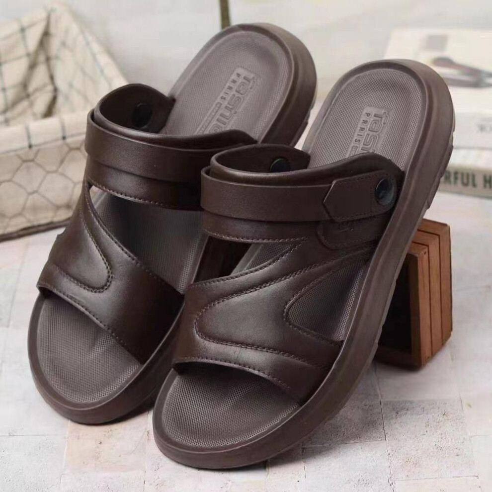(brown, 43) New Summer Men&apos;s Slippers Casual Beach Shoes All-match  Men&apos;s Non-slip Sandals Casual Flip Flops Slippers