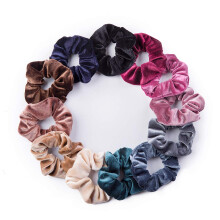 12 Pack Sammet Hårsnoddar Elastiska Hårband Scrunchies för Kvinna eller Flickor (12 Färger)