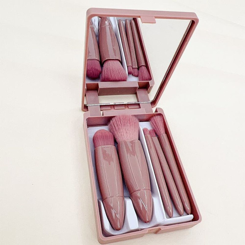 (as the picture, 5-piece brush set with mirror box) "5-piece Makeup Brush Set with Travel Case and Mirror for Eye Shadow, Powder, Blush, and Concealer"
