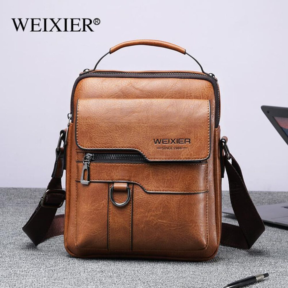 (brown) Weixier Men Crossbody Bag Shoulder Bags Multi-function Men Handbags Large Capacity Split Leather Bag For Man Messenger Bags Tote Bag