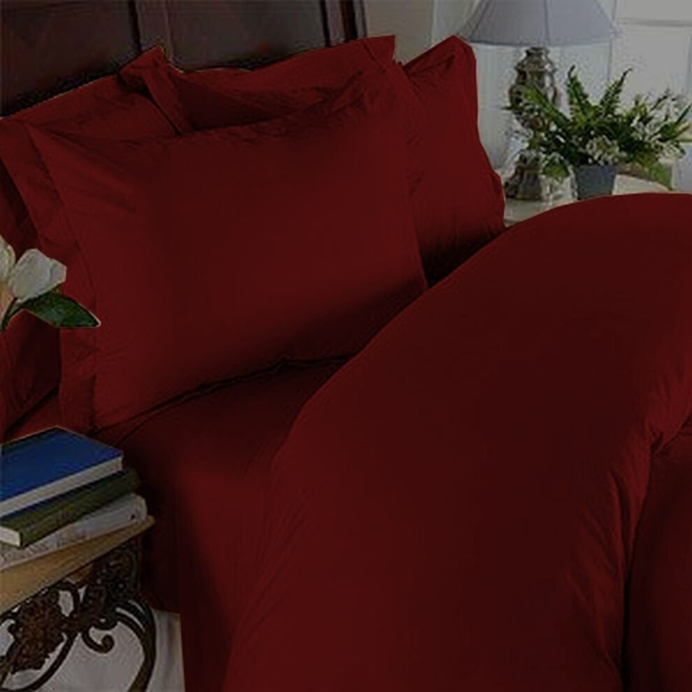 Housse de couette 3 pi?ces Elegance Linen 1500 fils au pouce carr? Queen Size de qualit? ?gyptienne, bordeaux uni